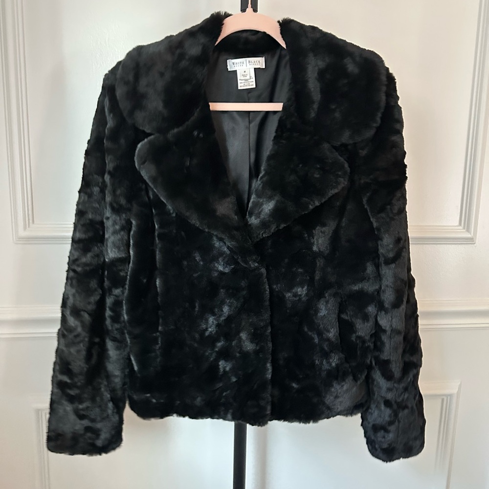 White House Black Market Faux Fur Black Jacket
